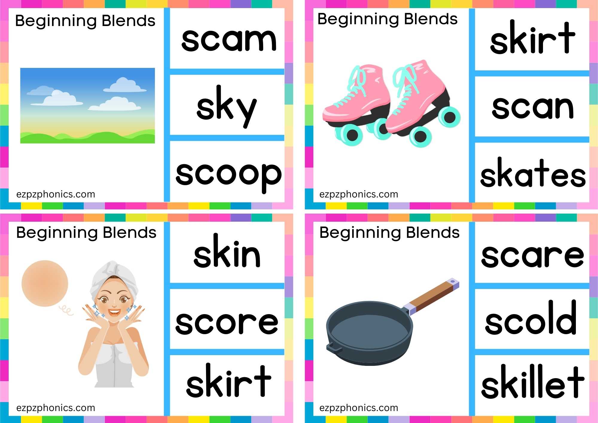 SK Beginning Blends Clip Cards Look At The Image And Clip The Correct Word Set 2